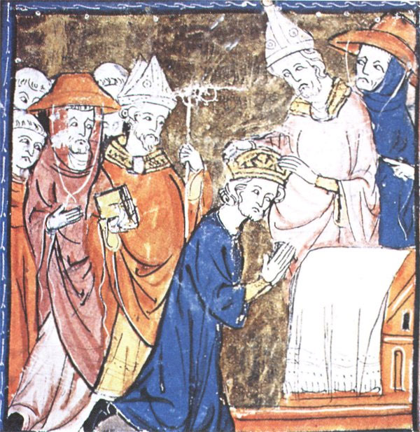 В базилике Святого Петра папа Лев III возлагает императорскую корону на голову Карла.