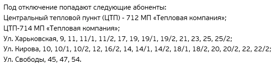 Адреса, где не будет воды. 