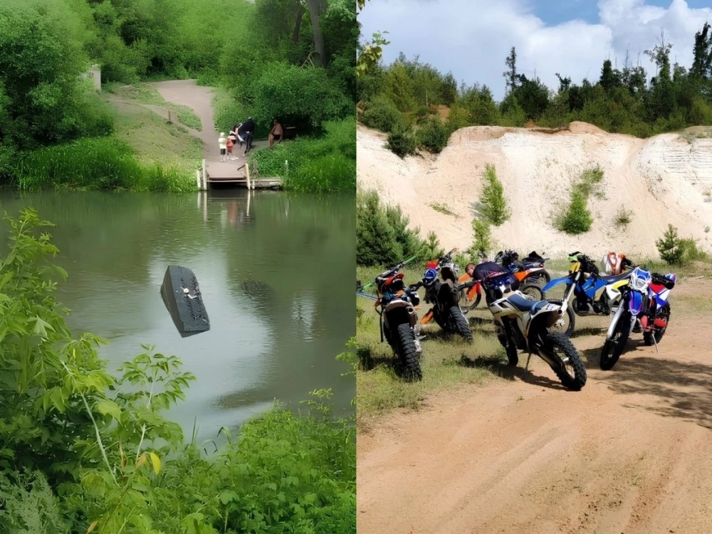 Утонувший паром на реке Цна.