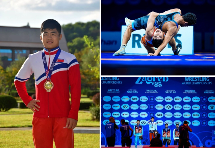 Хан Чхон Сон занял первое место на состязании по вольной борьбе в категории до 57 кг.