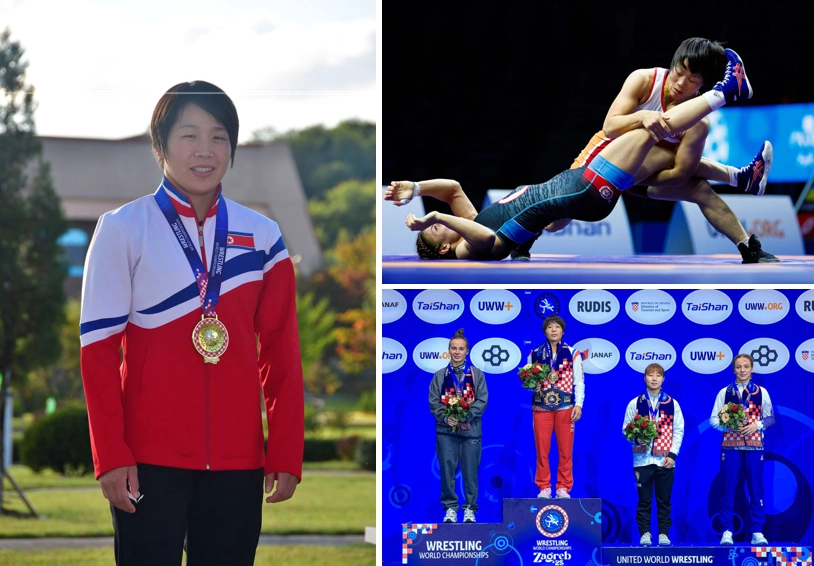 О Гён Рён завоевала первое место на состязании среди женщин по борьбе в категории до 55 кг.