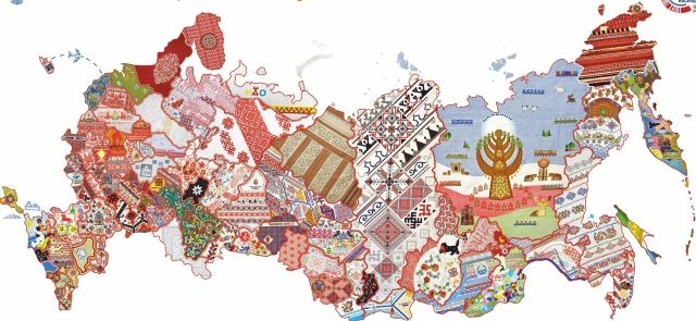 Вышитая карта России.