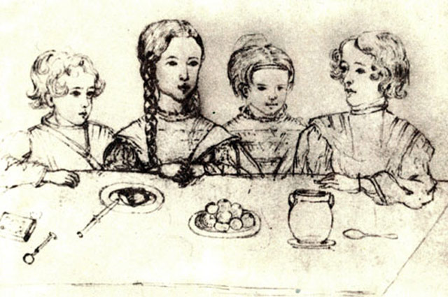  Дети А. С. Пушкина. 1839. Н. И. Фризенгоф, рисунок