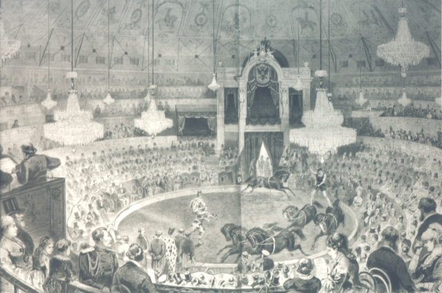 Интерьер цирка Чинизелли. 1878. Литография.
