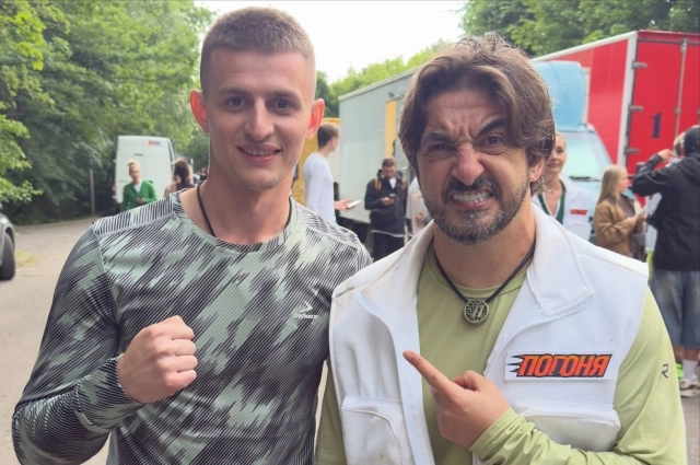 Данил с комиком Сергеем Матвиенко.
