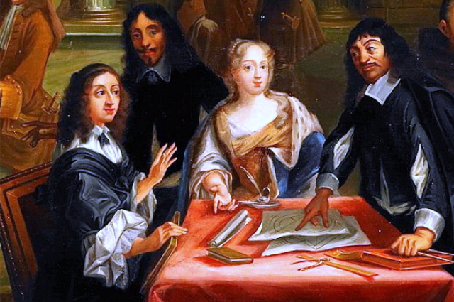 Диспут Декарта (справа) и королевы Кристины, картина Пьера-Луи Дюмениля.