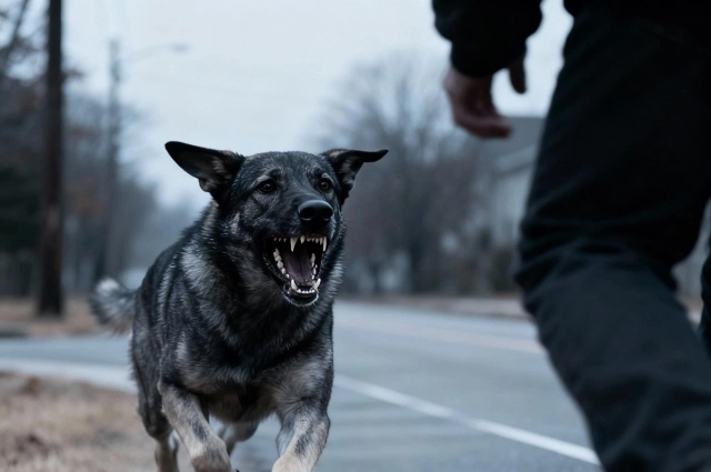 Мужчина отцепил собаку от поводка.