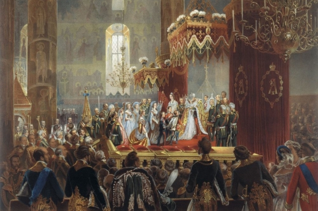 М.А. Зичи. Коронация Александра II в Успенском соборе Кремля.