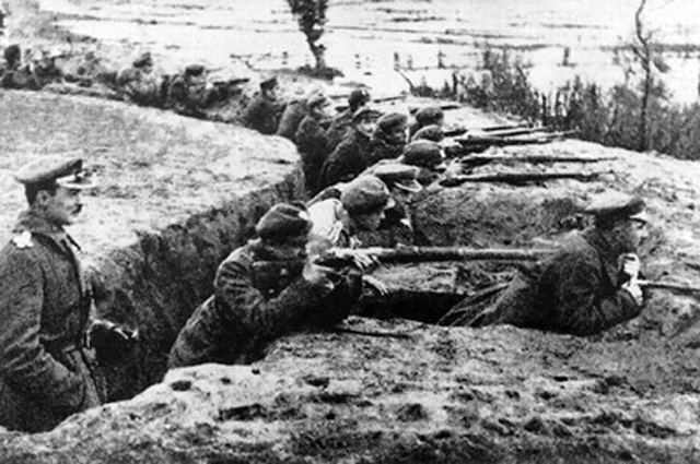 Поляки на позициях во время сражения на Немане, октябрь 1920 г.