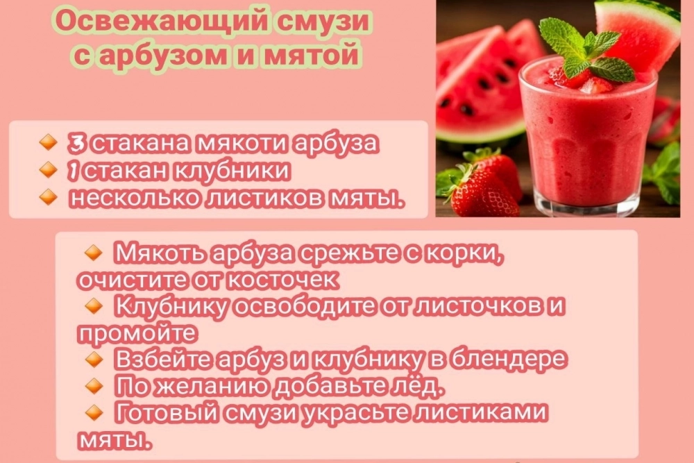 Смузи с арбузом и мятой.