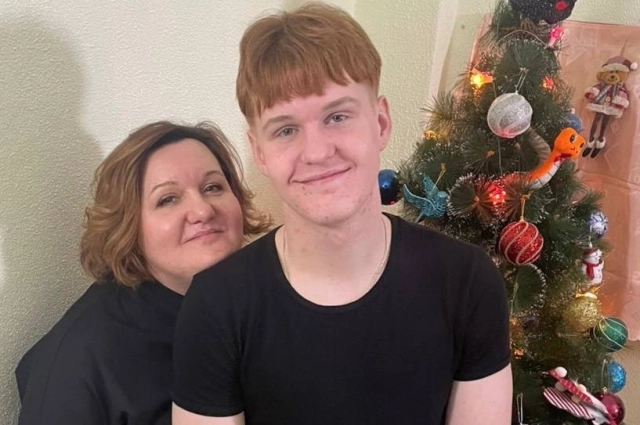 Ольга с сыном на новогодних праздниках.