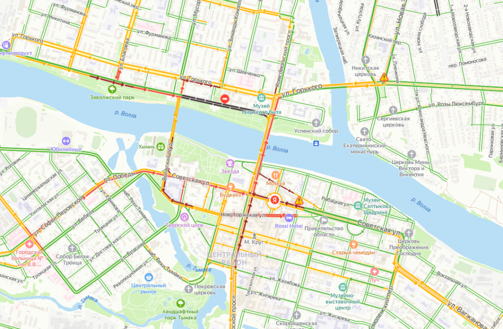 Пробки в твери онлайн карта смотреть