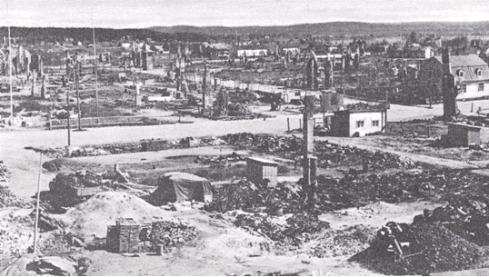 Так выглядел город Рованиеми после ухода немецких войск
