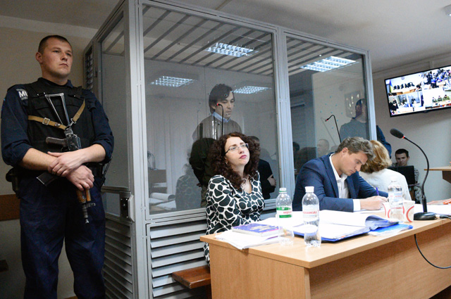 Заседание Голосеевского районного суда Киева, где рассматривалось дело россиян Евгения Ерофеева и Александра Александрова.