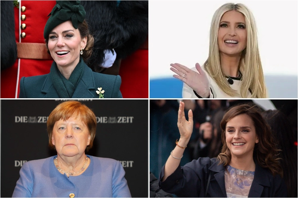 герцогиня Кембриджская Кейт Миддлтон, экс-федеральный канцлер Германии Ангела Меркель, актриса Эмма Уотсон, Иванка Трамп