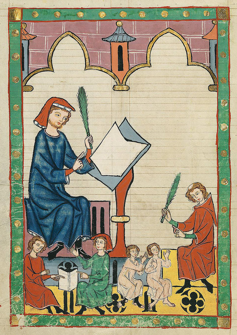 Учитель и ученики (средневековая миниатюра)
