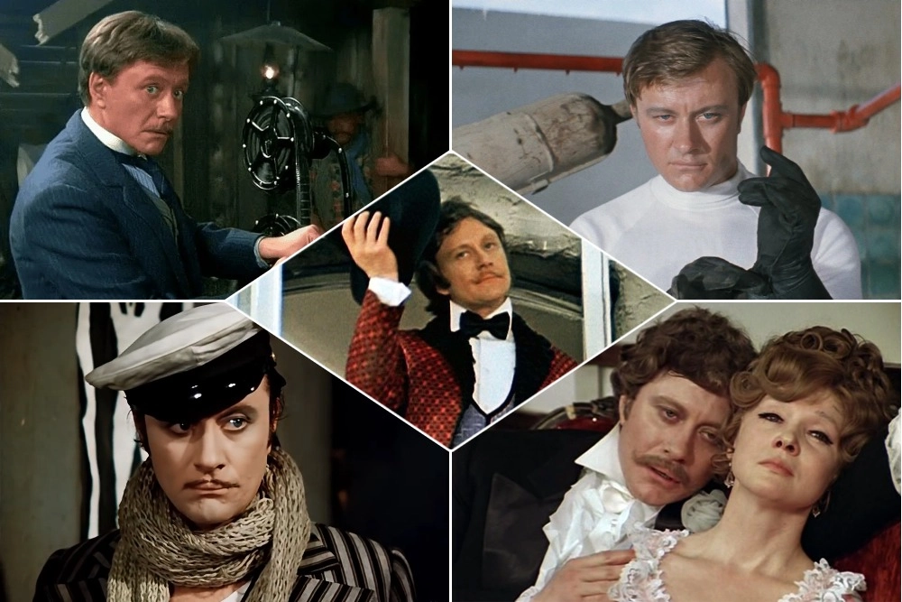 Андрей Миронов сыграл в фильме «Человек с бульвара Капуцинов» (1987) роль мистера Джонни Фёста — миссионера от кино; В фильме «Бриллиантовая рука» (1968) у актёра роль Геннадия Петровича Козодоева (в быту — Геши); В телефильме «Соломенная шляпка» (1974) у него роль Леонидаса Фадинара — обаятельного повесы и ловеласа; Артист в роли Остапа Бендера в фильме «12 стульев» 1976 года; В фильме «Обыкновенное чудо» (1978) в роли министра-администратора.