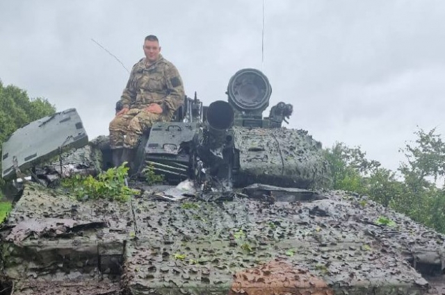 Николай Соболев во время боёв.