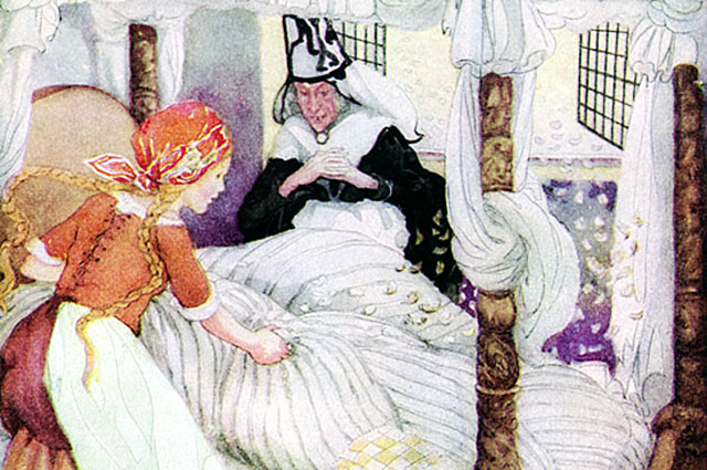 «Золотая девушка» и Госпожа Метелица, иллюстрация Анны Андерсон. Не позднее 1930 года.