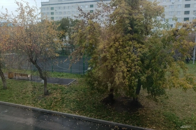 Вид из окна школы во двор.