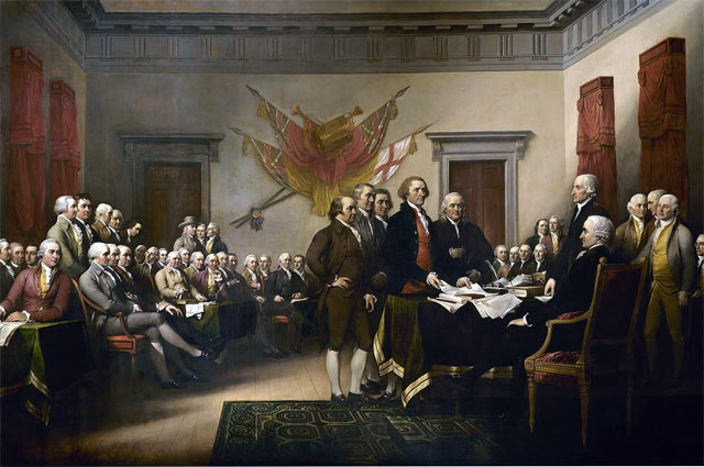 Подписание Декларации на картине Джона Трамбулла (John Trumbull)