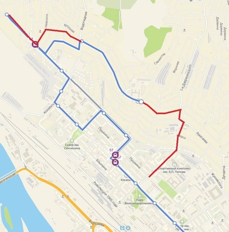 изменение схемы маршрута 57 (2023)
