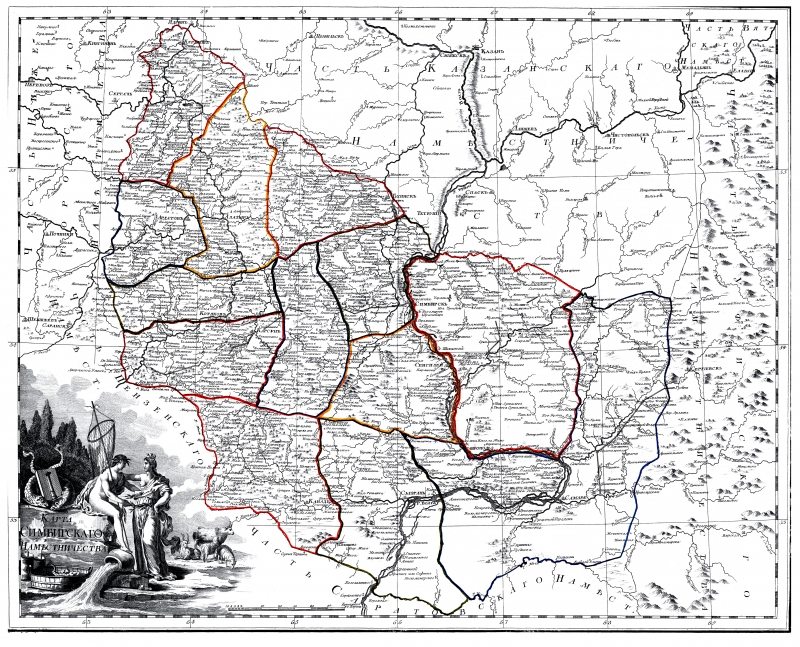 Карта Симбирского наместничества образца 1792 года. 