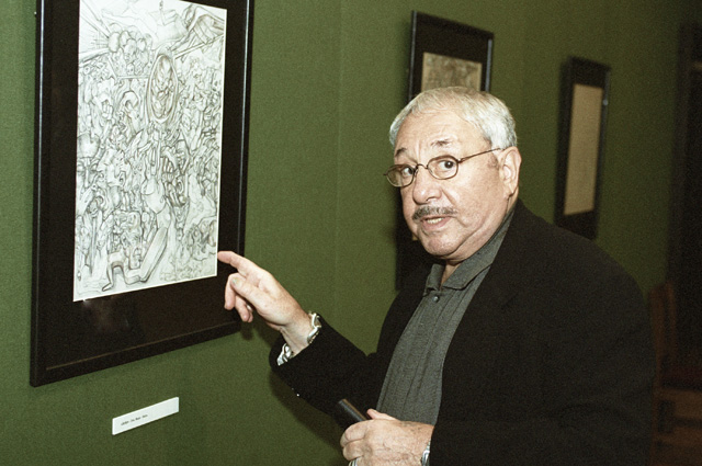 Эрнст Неизвестный на выставке своих работ. Государственная Третьяковская галерея. 1999 г.