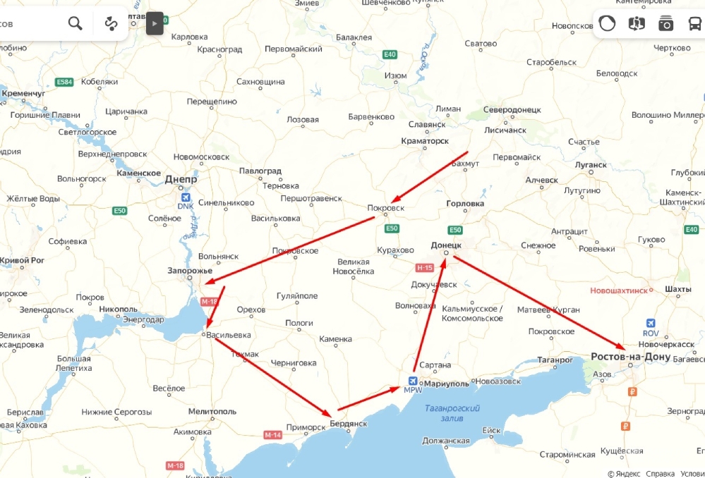 Аif.ru нарисовал маршрут, по которому семья Драбчук бежала из Соледара в Ростов-на-Дону. 