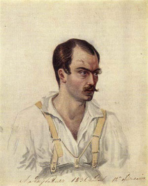 Александр Иванович Якубович. акварель Н.Бестужева, 1831.