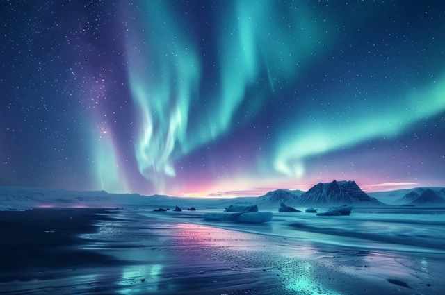 Ярких полярных сияний в новогоднюю ночь не было.