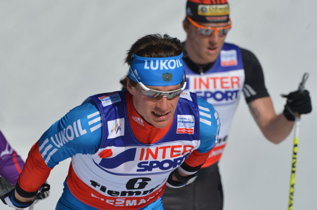 Россиянин Максим Вылегжанин в гонке на 50 км классическим стилем на чемпионате мира по лыжным видам спорта в итальянском Валь-ди-Фьемме. 2013 год