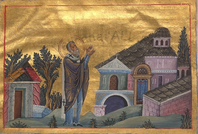 Икона Тарасия Константинопольского в Менологе Василия II.