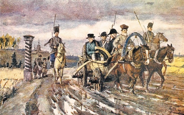 «Радищев под конвоем» (с акварели Соломона Боима), 1949 год.