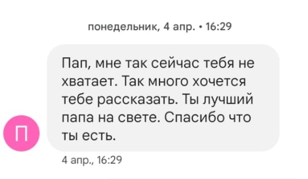 Сообщение, которое Дмитрий отправил отцу за месяц до гибели.