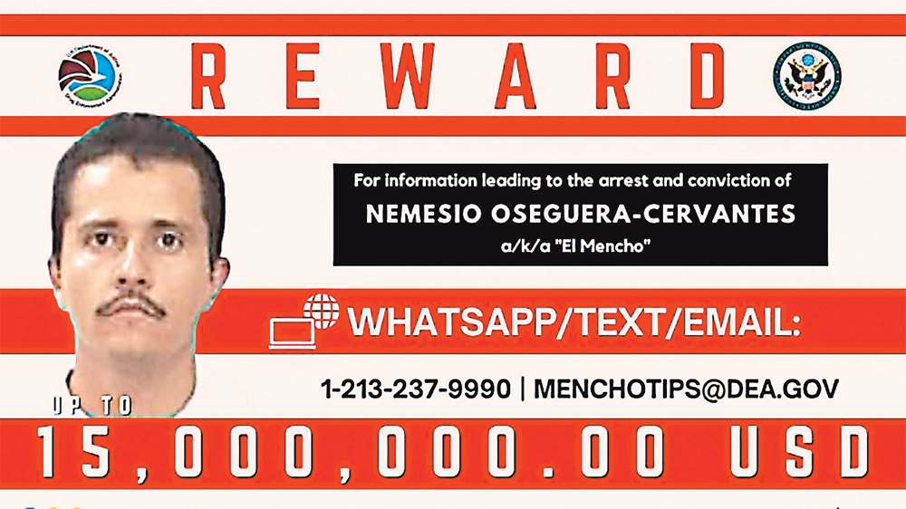 За поимку наркобарона Немесио Сервантеса, известного как Эль Менчо, американские власти предлагали 15 миллионов долларов.