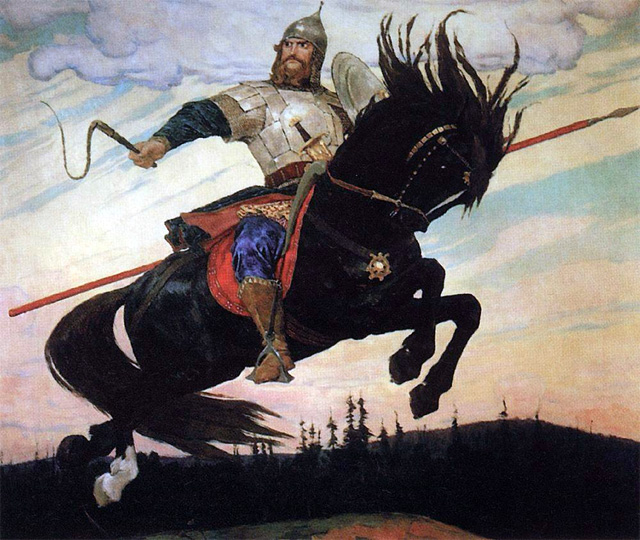 Конь Ильи Муромца взлетал, как Пегас, и тоже выбивал источники ударом копыта.