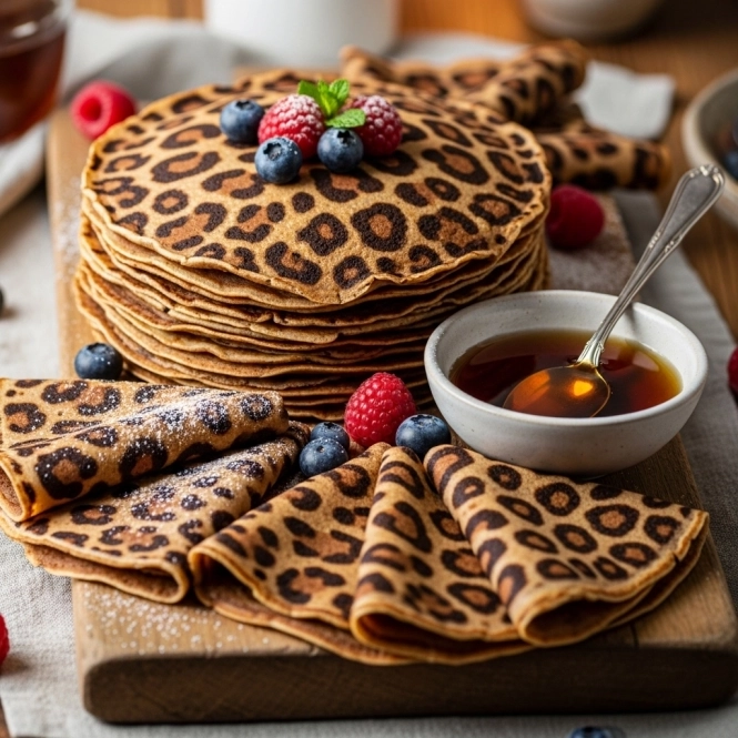 Вариант подачи леопардовых блинов.