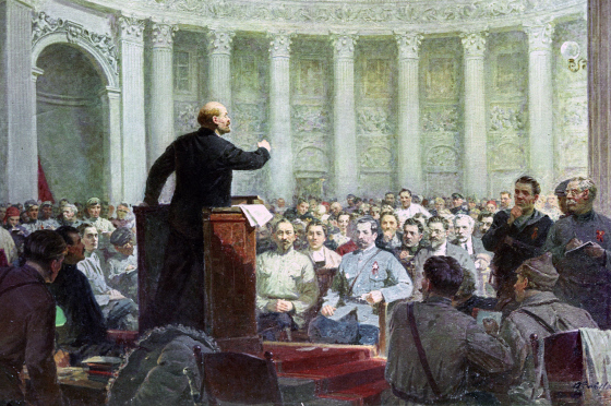 Репродукция картины Ленин на VIII съезде РКП (б) . 1953 год