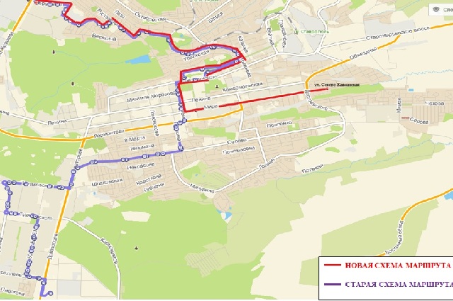 схема маршрута 30 в ставрополе