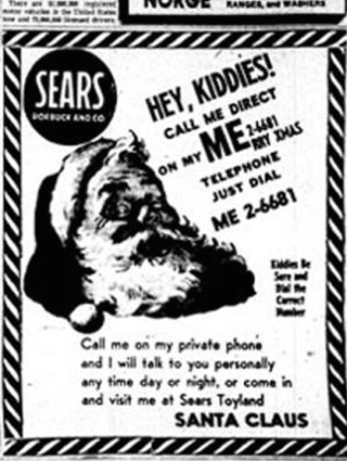 Объявление с телефоном Санта Клауса.