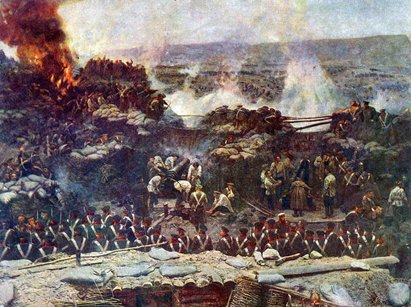 Деталь панорамы Франца Рубо Оборона Севастополя.