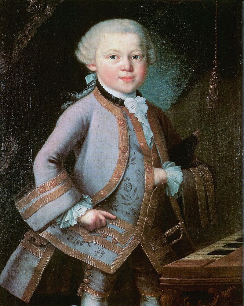 Портрет шестилетнего Вольфганга в костюме, подаренном императрицей. Неизвестный художник, предположительно Пьетро Антонио Лоренцони, 1763 год