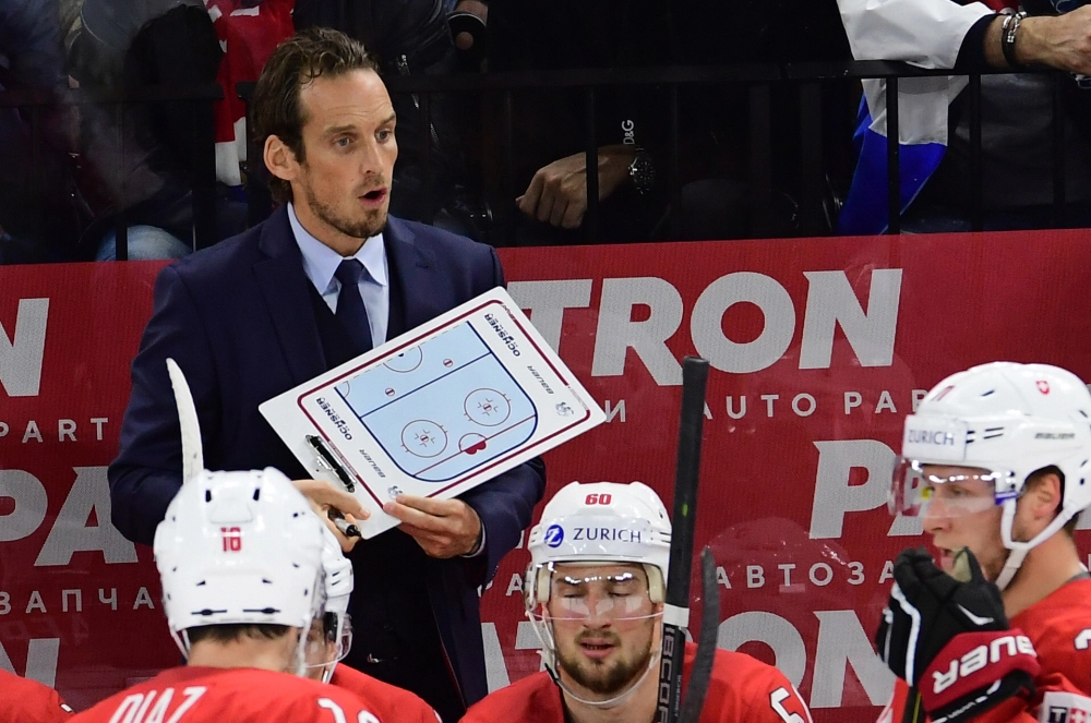 Патрик Фишер во&nbsp;время финального матча чемпионата мира по&nbsp;хоккею между сборными командами Швеции и&nbsp;Швейцарии.