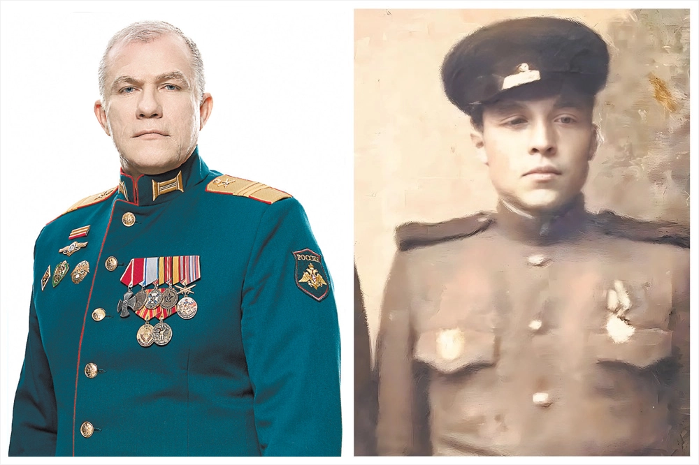 Сержант Александр Шелковой и его дедушка Пётр Рябоконь.