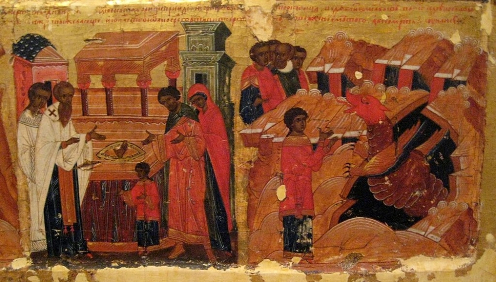 Сказание о деснице Иоанна Предтечи (деталь иконы XVI века).