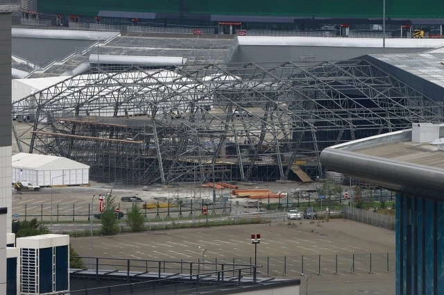 Так выглядит строящаяся сцена для фестиваля.