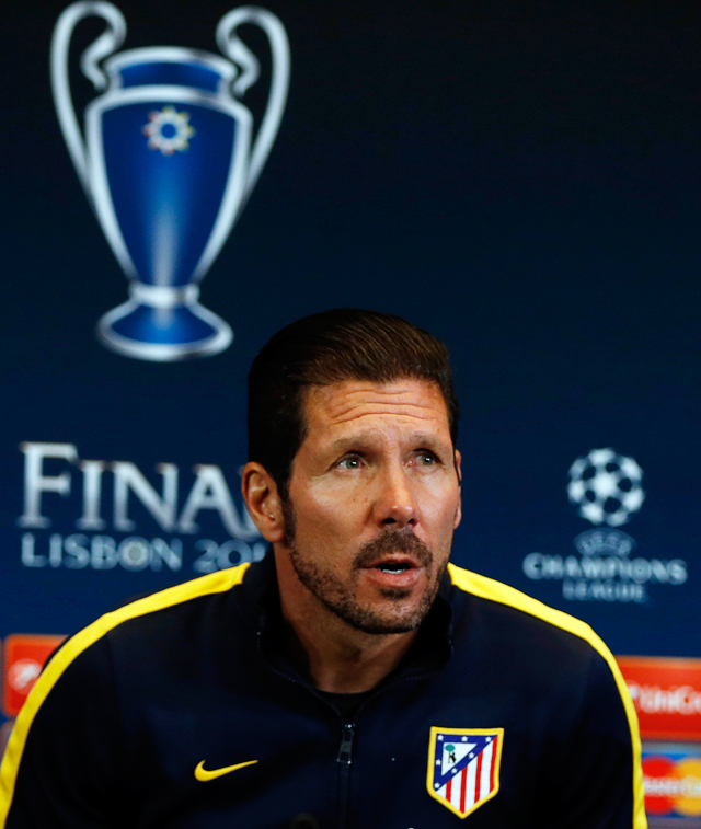 Диего Симеоне во время пресс-конференции перед финальным матчем Лиги чемпионов