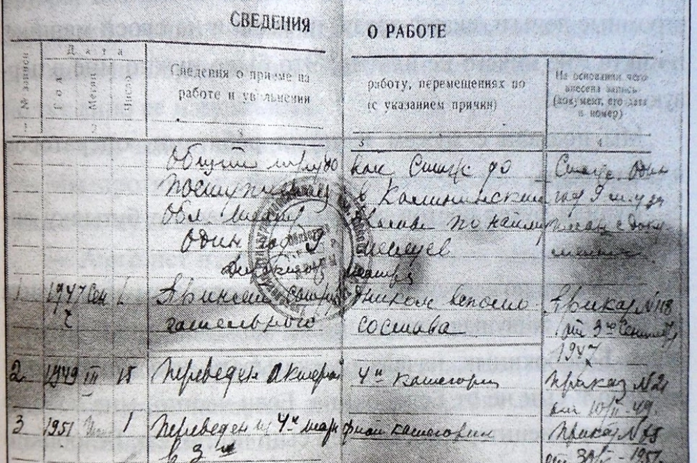 Трудовая книжка Спартака Мишулина.