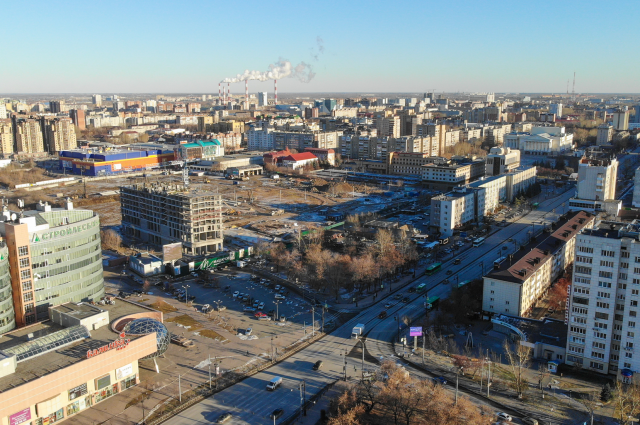 Динамика строительства Авторский квартал «Машаров» - вид со стороны ул. Республики на ул. М. Горького и Драмтеатр.
